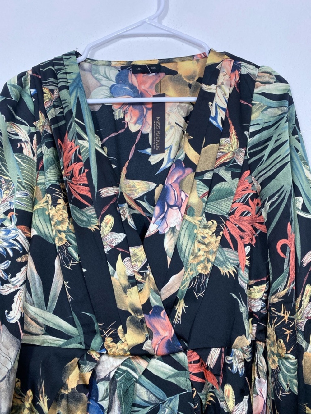 Miss Avenue Black Floral Long Sleeve Midi Shirt Dress Size M - Picture 4 of 16